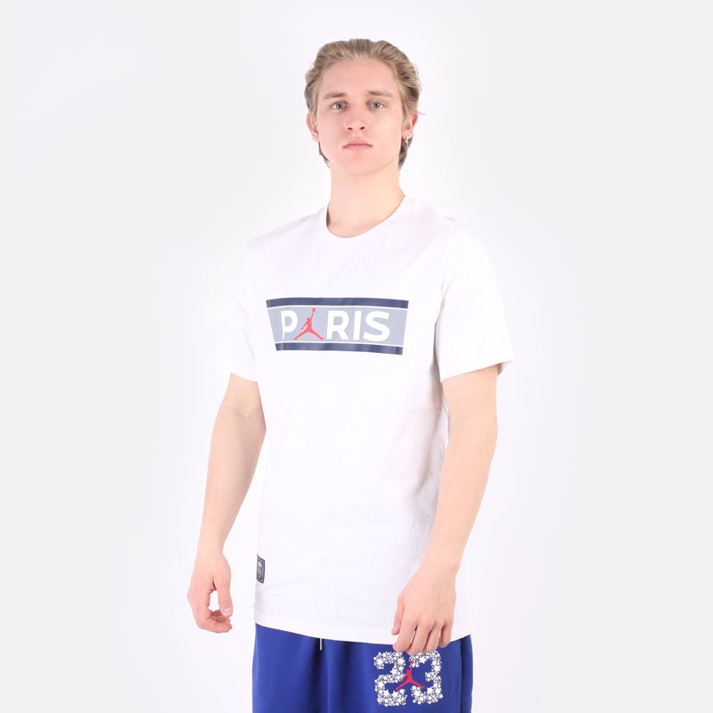 Мужская футболка Jordan Paris Saint-Germain Wordmark Tee (DB6510-051)  - цена, описание, фото 5